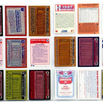 BASEBALL CARDS SET - Mike Schmidt Ryne Sandberg - 18 ALL STARS CARDS MINT