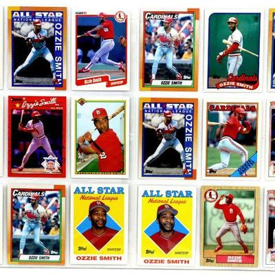 OZZIE SMITH BASEBALL CARDS SET - 18 ALL STARS CARDS MINT