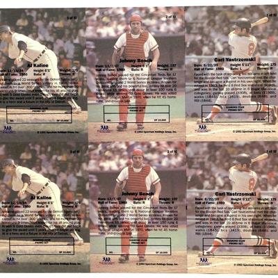 Stan Musial Hank Aaron ALL STAR Uncut Sheet CARDS SET 1992/93 Front Row Spectrum Diamonds