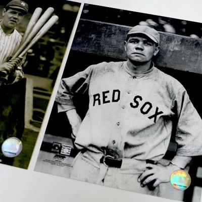 BABE RUTH COOPERSTOWN COLLECTION PHOTO SET OF 2 MLB Hologram OFFICIAL 8 x 10