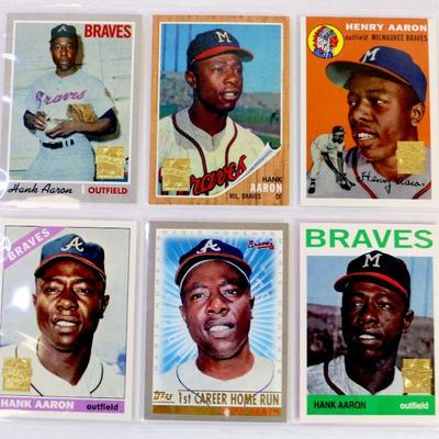 HANK AARON BASEBALL CARDS SET - Lot of 6 - Topps Baseball Cards