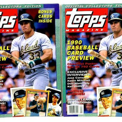 1990 TOPPS BASEBALL Magazine with Cards Intact - Lot of 2