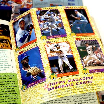 1990 TOPPS BASEBALL Magazine with Cards Intact - Lot of 2