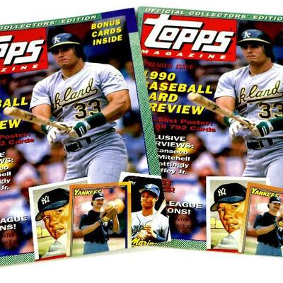 1990 TOPPS BASEBALL Magazine with Cards Intact - Lot of 2