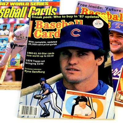 1987 BASEBALL CARDS Magazines Lot with Bonus CARDS Intact - 3 Issues