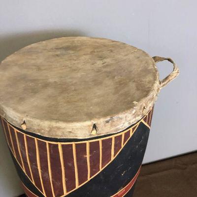 Lot #258 Carved African Drum - Rawhide top