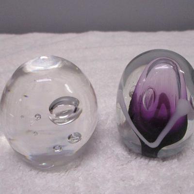 Lot 59 -  Art Glass Clear & Colored Paperweights - Signed AMF & Tyrone