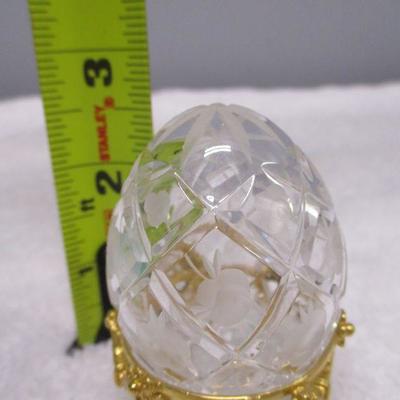 Lot 60 - Faberge Egg Crystal With Gold Covered Base