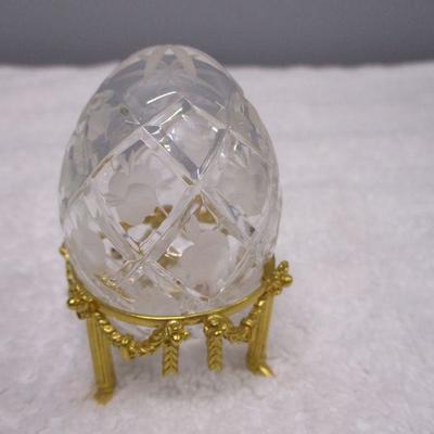 Lot 60 - Faberge Egg Crystal With Gold Covered Base