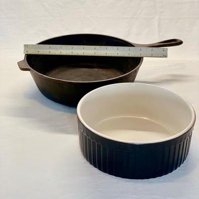 Cast Iron Pan and Emile Henry Dish