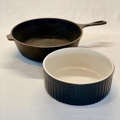 Cast Iron Pan and Emile Henry Dish