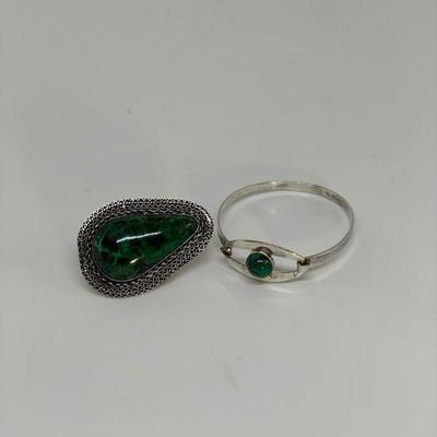Silver Jewelry 925 with green stone & clover