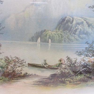 Lot 95 - Antique Victorian Framed Print - Lovers In Canoe