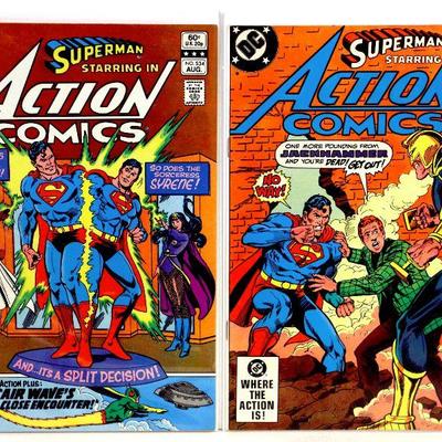 ACTION COMICS #534 #538 SUPERMAN Bronze Age Comic Books Set 1982 DC Comics