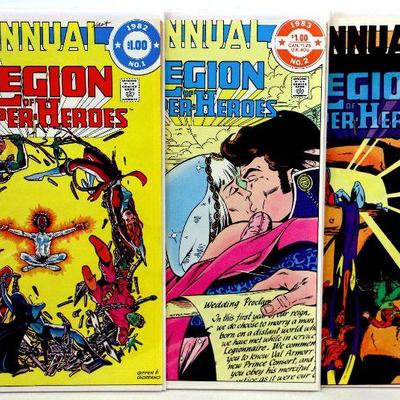 LEGION OF SUPER-HEROES ANNUAL #1 #2 #3 Bronze Age Comic Books Set 1982-84 DC Comics