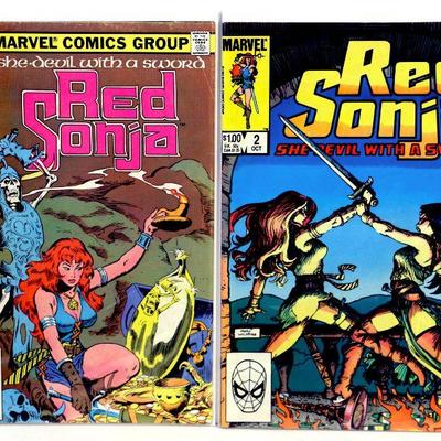 RED SONJA #1 #2 She-Devil With A Sword Bronze Age Comic Books Set 1977 Marvel Comics