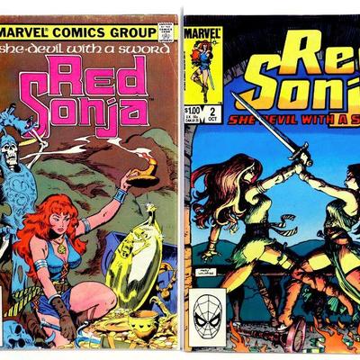 RED SONJA #1 #2 She-Devil With A Sword Bronze Age Comic Books Set 1977 Marvel Comics