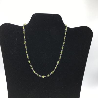 Lot 5 - Peridot Sterling Necklace & Ring with Green Stones