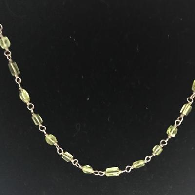 Lot 5 - Peridot Sterling Necklace & Ring with Green Stones