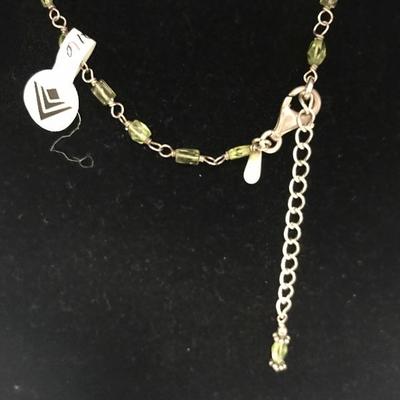 Lot 5 - Peridot Sterling Necklace & Ring with Green Stones