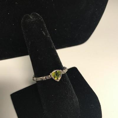 Lot 5 - Peridot Sterling Necklace & Ring with Green Stones