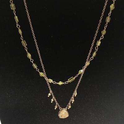 Lot 5 - Peridot Sterling Necklace & Ring with Green Stones