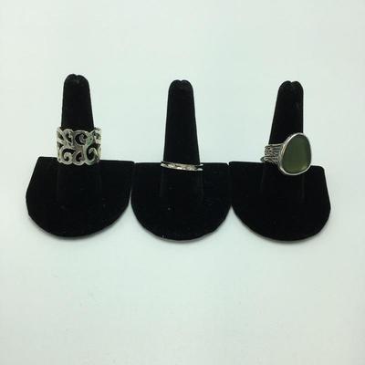 Lot 7 - Three Sterling Rings Sz 9-10