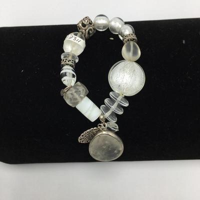 Lot 9 - Crystal, Pearl, Glass and Sterling Necklace & Bracelet