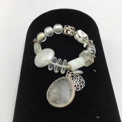 Lot 9 - Crystal, Pearl, Glass and Sterling Necklace & Bracelet