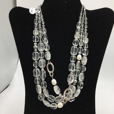Lot 9 - Crystal, Pearl, Glass and Sterling Necklace & Bracelet