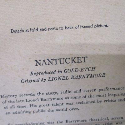 Lot 18 - Lionel Barrymore Gold Foil Etching Print - Nantucket 