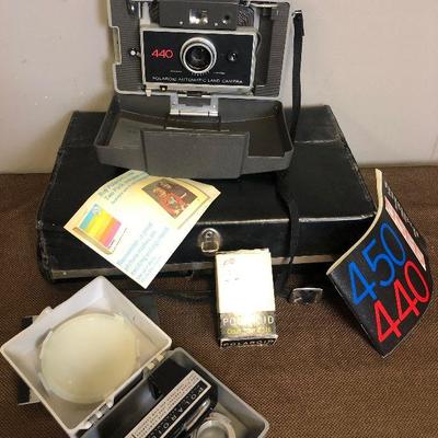 Lot #127 Vintage 440 Polaroid Camera with Case and Accessories 