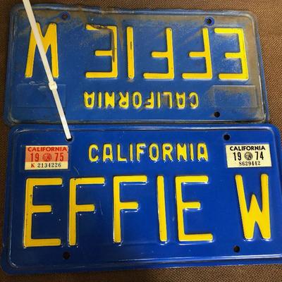Lot #131 1974 California Personalized License Plate EFFIE W