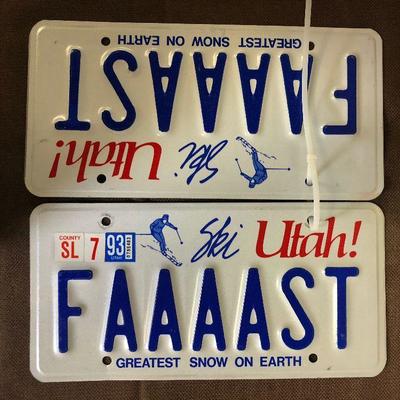 Lot #133 FAAAAST Ski Utah License Plates 
