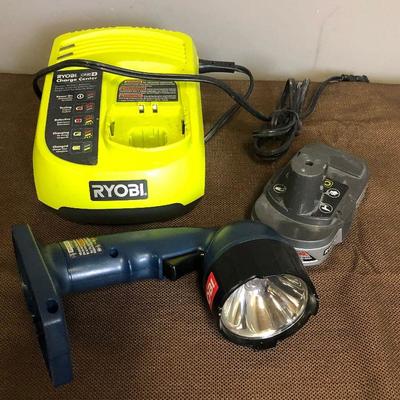 Lot #147 Ryobi Flashlight and charger 18Volt Lithium 