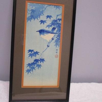 Lot 28 - Japanese Blue Bird Picture