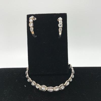 Lot 17 - New CZ Sterling Bracelet and Earrings 
