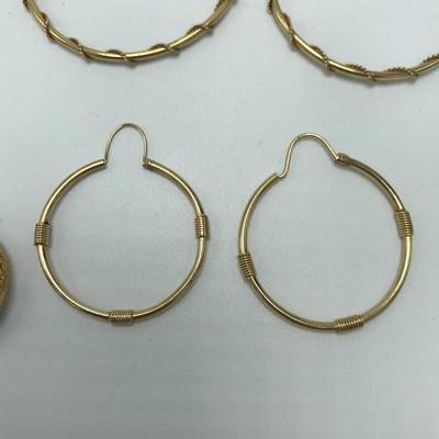 Lot 21 - Seven Pairs of Hoop Earrings Including One Marked 10K
