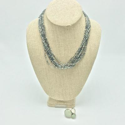 Lot 25 - Glass Bead Necklace And Sterling Ring