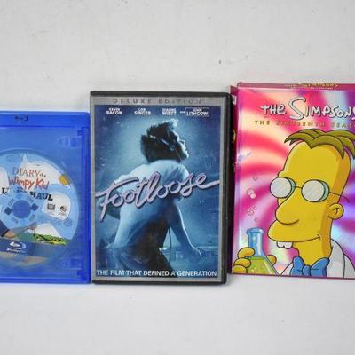 Diary of a Wimpy Kid Blu-ray, Footloose DVD, Simpsons Season 16 (NO Disc 1) DVD