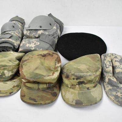 5 Army Hats, Knee Pads, Elbow Pads