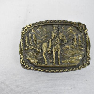 Bronze Belt Buckle With Man On Horse