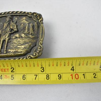 Bronze Belt Buckle With Man On Horse