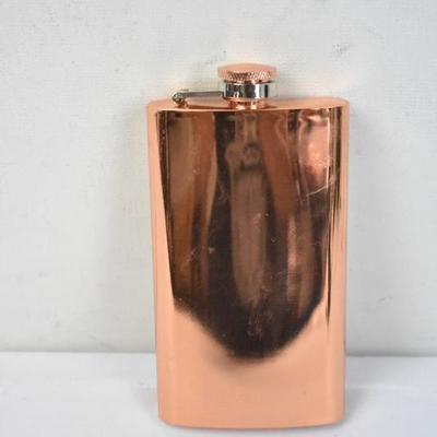 Flask, Stainless Steel, Copper Color, 6 oz
