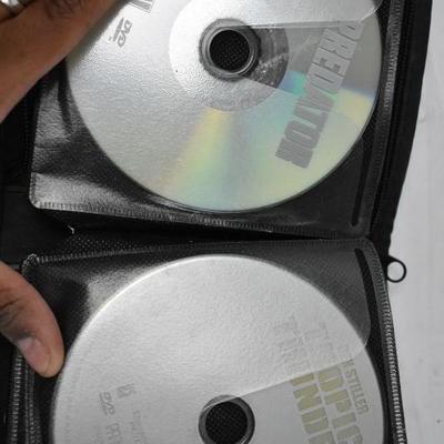 Blue & Gray CD Case With 15 DVD Movies