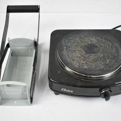 Wall Mount Can Crusher & Oster Hot Plate Table Stove (works)