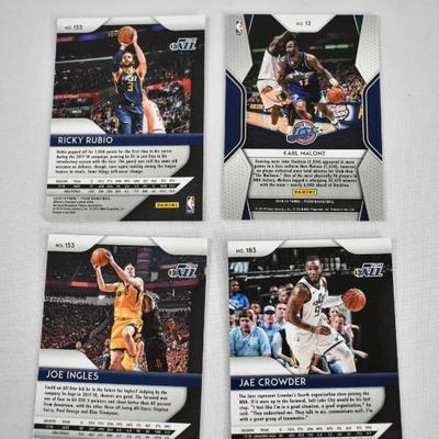 4 Basketball Cards: 2018-2019 Panini Utah Jazz Crowder, Ingles, Malone, Rubio