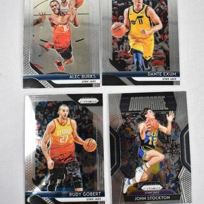 4 Basketball Cards: Utah Jazz Panini Prizm Burks, Exum, Gobert & Stockton