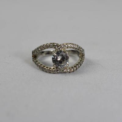 Sterling Silver Ring with Artificial Gems - Size ~8.5