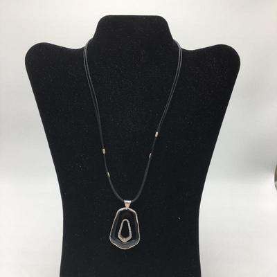 Lot 33 - Onyx and Sterling Necklace & Bracelet 